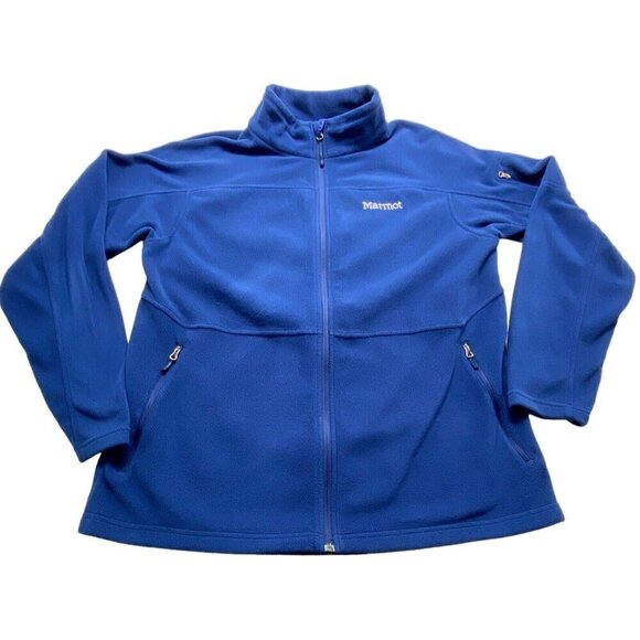 MARMOT Polartec Mock Neck Fleece Full Zip Jacket Outdoors Men Navy Blue XL 13-16 - Picture 1 of 13